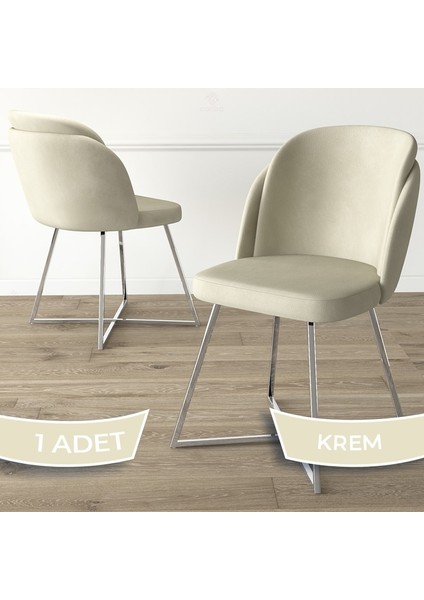 Concept Pape Serisi 1 Adet Yemek Odası Sandalyesi Çift Papel Metal Gümüş Ayaklı Babyface Kumaş