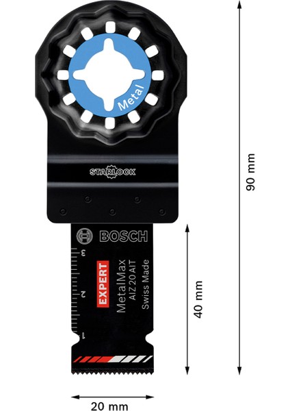 Expert Metalmax Aız 20 Aıt Çok Fonksiyonlu Makine Bıçağı 40 x 20 mm