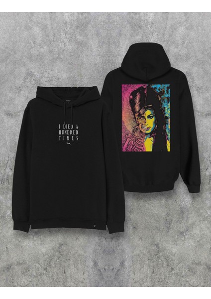 Amy Winehouse Hundred Times Baskılı Kapşonlu Tasarım Hoodie