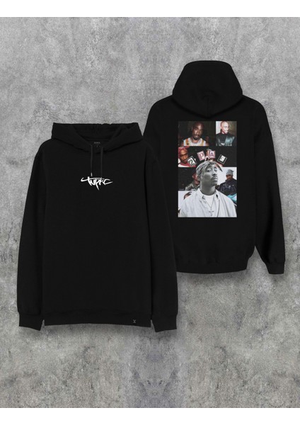 Tupac 2pac Shakur Thug Life Çift Taraf Baskılı Tasarım Kapşonlu Unisex Hoodie