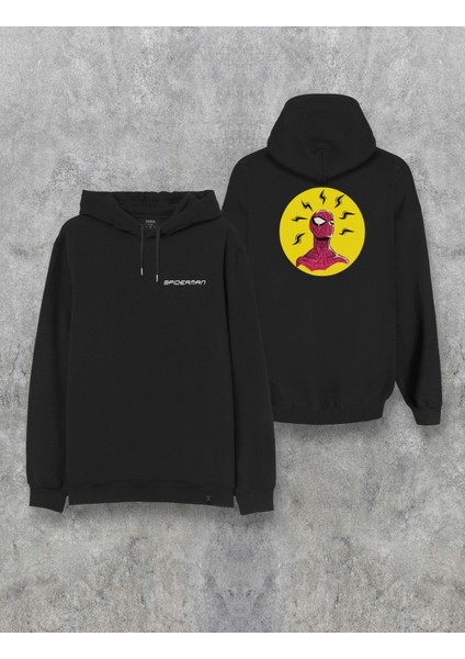Spiderman Örümcek Adam Çift Taraf Baskılı Tasarım Kapşonlu Unisex Hoodie
