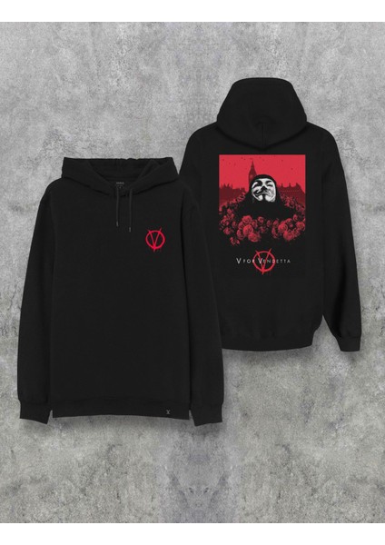 V For Vendetta Film Baskılı Kapşonlu Özel Tasarım Hoodie
