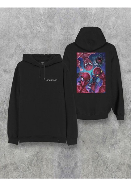 Spiderman Örümcek Adam Çift Taraf Baskılı Tasarım Kapşonlu Unisex Hoodie