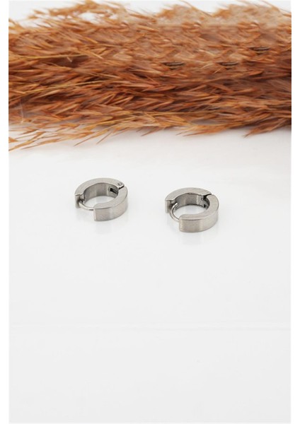 Kadın Çelik Basic Geometrik 1 cm Halka Model Klipsli Küpe modelleri