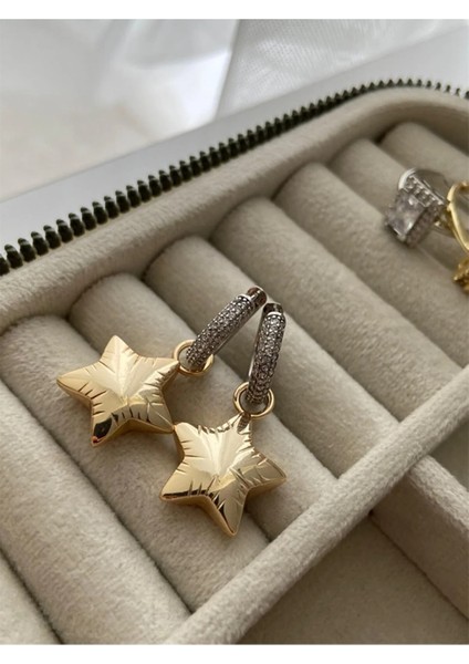 Zirkon Taşlı Yıldız Detaylı Balon Küpe fiyatları