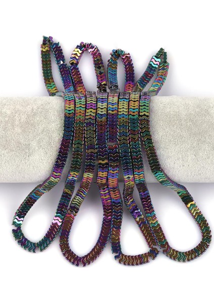 Renkli Hematit Doğal Taş Dizi 7 x 1 mm W Kesim