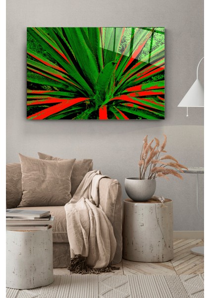 Alaca Yapraklı Bitki Cam Tablo, Dekoratif Cam Tablo modelleri