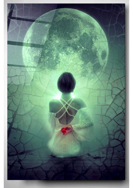 Dolunay ve Kadın Cam Tablo, Dekoratif Cam Tablo fiyatları