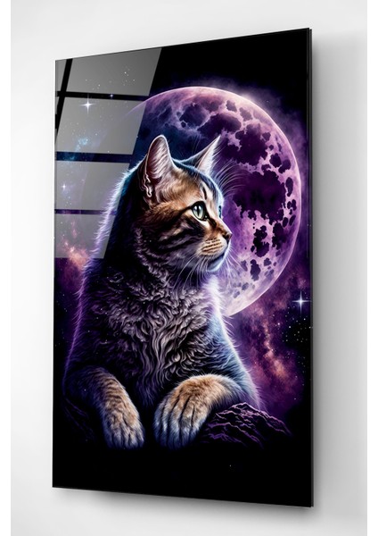 Kedi ve Dolunay Cam Tablo, Dekoratif Cam Tablo fırsatları