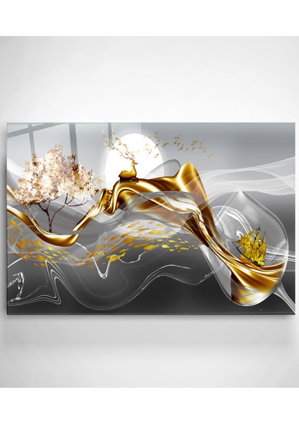 Gold Detay Cam Tablo, Dekoratif Cam Tablo