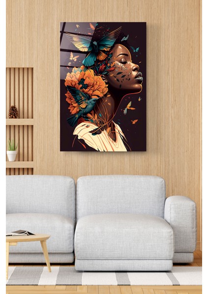 Afrikalı Kadın Cam Tablo, Dekoratif Cam Tablo fiyatları