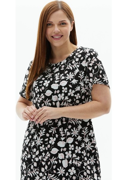 Büyük Beden Etek Ucu Volanlı Çiçek Desen Elbise modelleri