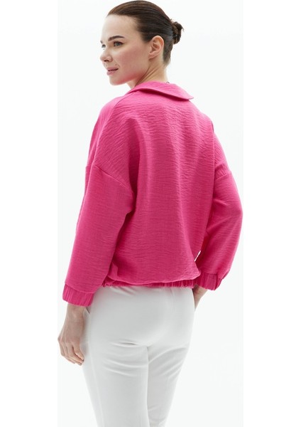 Önü Yarım Fermuarlı Etek Ucu Lastikli Bluz modelleri