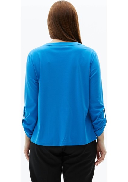 Büyük Beden V Yaka Önü Düğmeli Penye Bluz fırsatları