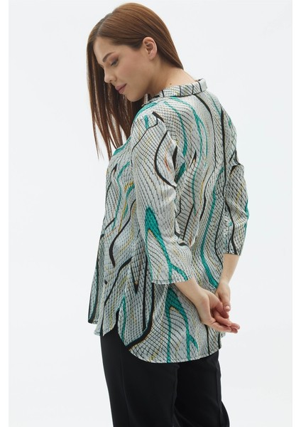 Büyük Beden Gömlek Yaka Piton Desen Bluz modelleri