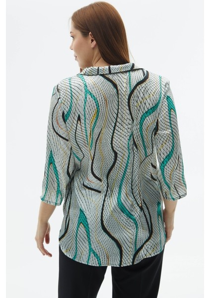 Büyük Beden Gömlek Yaka Piton Desen Bluz fırsatları