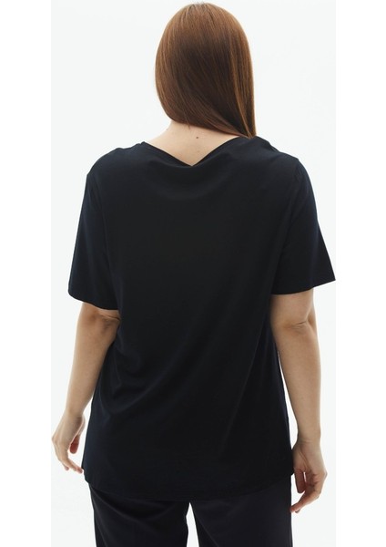 Büyük Beden Önü Fermuar Aksesuarlı Taşlı Penye Bluz indirimleri