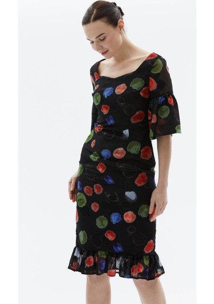 Kalp Yaka Büyük Puantiye Desen Elbise fırsatları