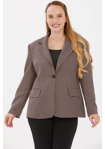 Büyük Beden Tek Düğme Kazayağı Ceket