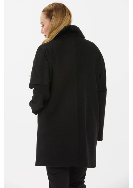 Büyük Beden Yakası Kürklü Eğik Cep Kaban fırsatları