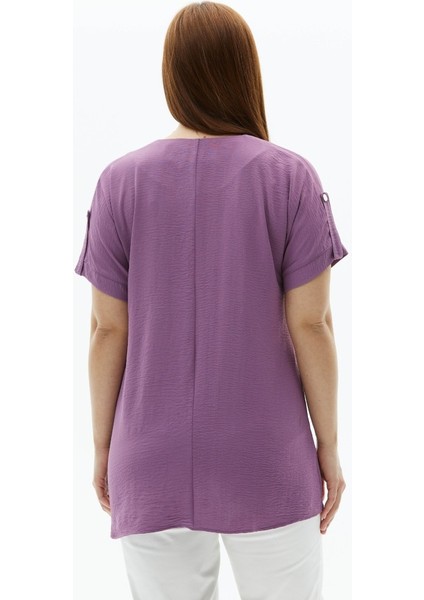 Büyük Beden Düşük Kol Kapak Cep Çıtçıtlı Bluz fırsatları