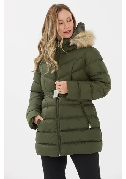 Beli Lastikli Kapüşonu Kürklü Mont