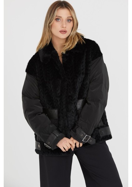 Mat Kapitone Kombinli Kürklü Kaban