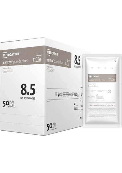 Latex Steril Pudrasız Cerrahi Eldiven Size 8.5 1 Koli 400 Adet
