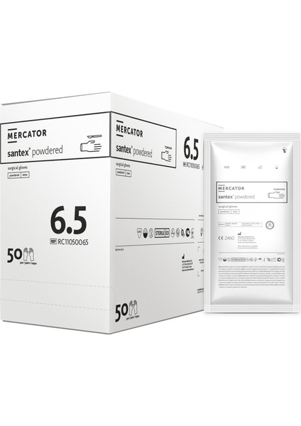 Latex Steril Pudralı Cerrahi Eldiven Size 6.5 1 Koli 400 Adet
