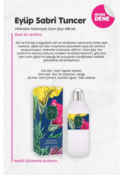 Hatıralar Kolonyası Cam Şişe 400 ml