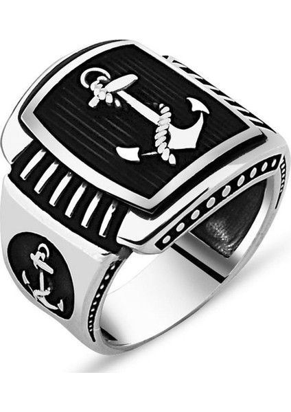 925 Ayar Gümüş Deniz Çapalı Erkek Yüzük
