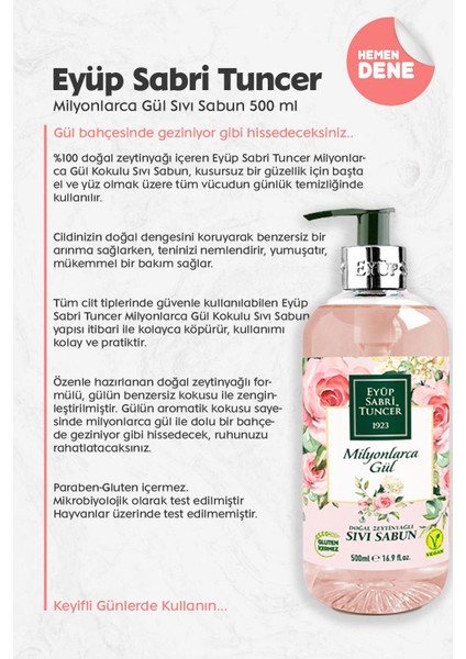 Milyonlarca Gül Sıvı Sabun 500 Ml fiyatları