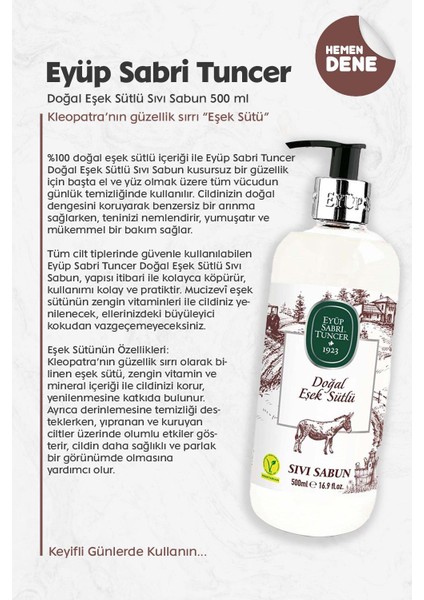 Doğal Eşek Sütlü Sıvı Sabun 500 Ml