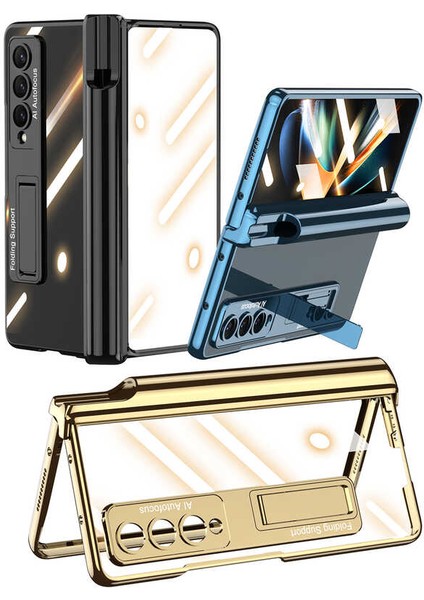 Galaxy Z Fold 4 Kılıf Standlı Kalem Bölmeli Transparan Renkli 360 Sağlam Koruma Kapak