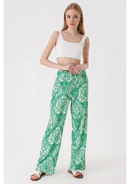 6543 Örme Pantolon - E.yeşil