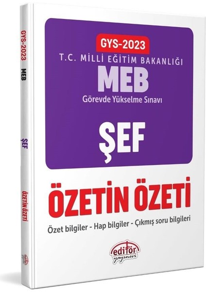 2023 Milli Eğitim Bakanlığı GYS Şef Özetin Özeti