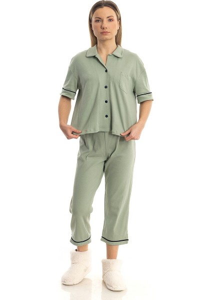 Pamuk Penye Pijama Takımı - Yeşil fırsatları