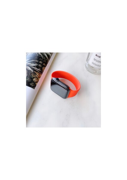 Apple Watch 44MM Kordon 16.4cm Large Mat Pürüzsüz Silikon Kordon Tek Parça 10 Renk