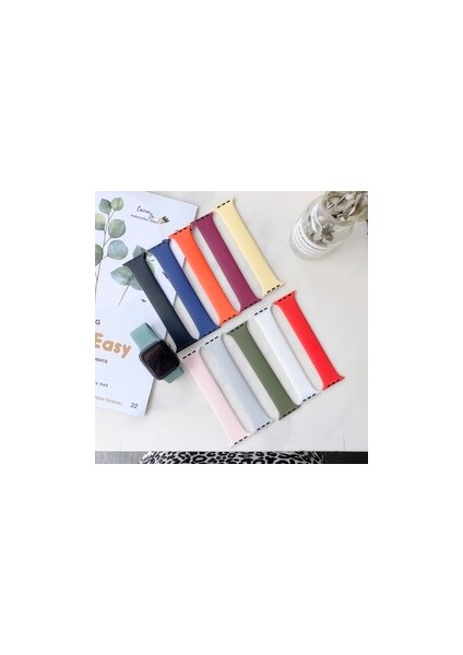 Apple Watch 40MM Kordon 15.5 Large Mat Pürüzsüz Silikon Kordon Tek Parça 10 Renk fiyatları