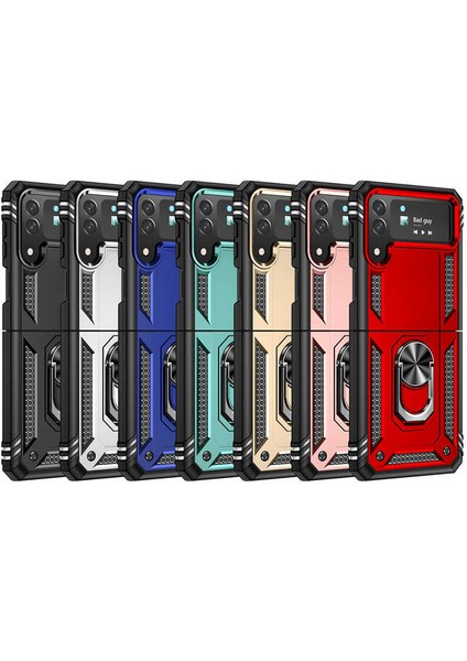 Galaxy Z Flip 4 Kılıf Zırhlı Standlı Yüzüklü Magnet Kapak Tam Koruma fiyatları