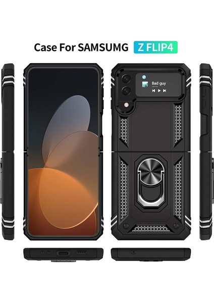 Galaxy Z Flip 4 Kılıf Zırhlı Standlı Yüzüklü Magnet Kapak Tam Koruma fırsatları