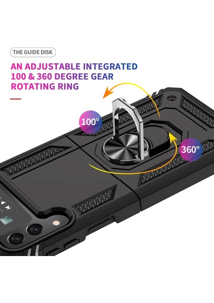Galaxy Z Flip 4 Kılıf Zırhlı Standlı Yüzüklü Magnet Kapak Tam Koruma indirimleri