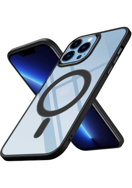 Apple iPhone 13 Pro Kılıf Wireless Şarj Özellikli Magsafe Krom Silikon Kapak