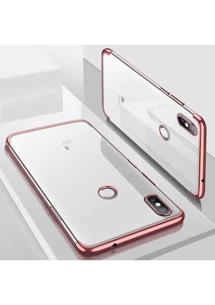 Cep Case Xiaomi Mi 8 Kılıf Dört Köşe Lazer Kenarları Renkli Şeffaf Silikon Kılıf