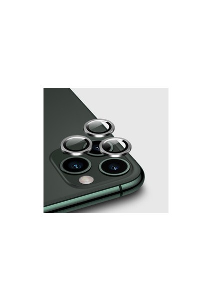 Apple iPhone 11 Kamera Lens Koruyucu Halka Model Gri Renk