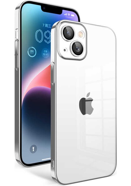 Apple iPhone 14 Plus Kılıf Kamera Korumalı Şeffaf Arka Yüzey Renkli Çerçeveli Kapak