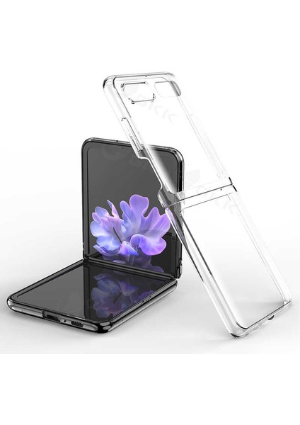 Galaxy Z Flip Kılıf Metal Görünüm Kamera Korumalı Tam Kalıp Kapak