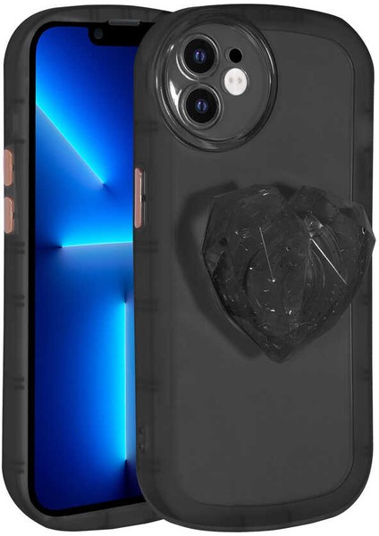 Apple iPhone 11 Kılıf Kamera Korumalı Kalp Desen Pop Soketli Renkli Tam Koruma Kapak