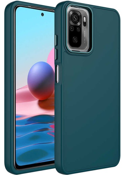 Xiaomi Redmi Note 10 Kılıf Metal Kamera Çerçeve Metal Buton Orjinal Kalıp Silikon Kapak