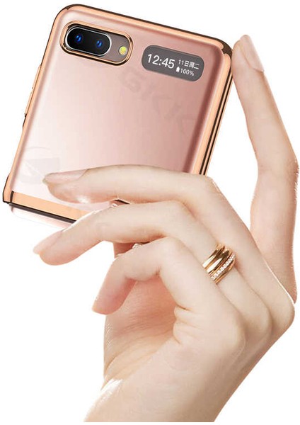 Galaxy Z Flip Kılıf Metal Görünüm Kamera Korumalı Tam Kalıp Kapak
